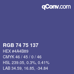 Color code: RGB 74 75 137 | qconv.com