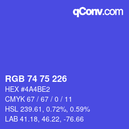 Farbcode: RGB 74 75 226 | qconv.com