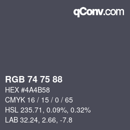 Código de color: RGB 74 75 88 | qconv.com