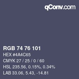 カラーコード: RGB 74 76 101 | qconv.com