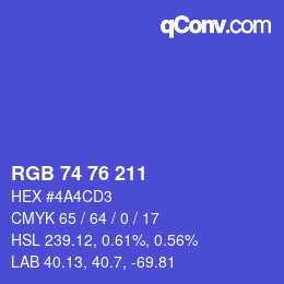 カラーコード: RGB 74 76 211 | qconv.com
