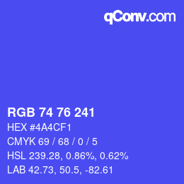Color code: RGB 74 76 241 | qconv.com