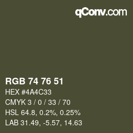 Código de color: RGB 74 76 51 | qconv.com