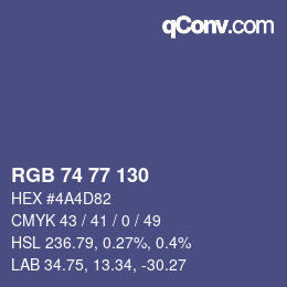カラーコード: RGB 74 77 130 | qconv.com