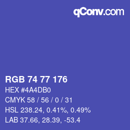 カラーコード: RGB 74 77 176 | qconv.com