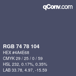 Color code: RGB 74 78 104 | qconv.com