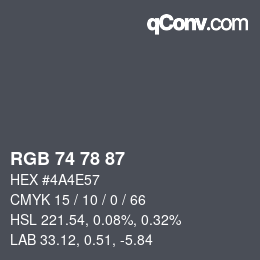 颜色代码: RGB 74 78 87 | qconv.com