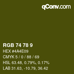 Color code: RGB 74 78 9 | qconv.com
