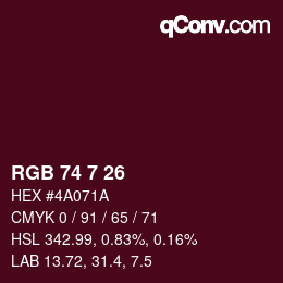 カラーコード: RGB 74 7 26 | qconv.com