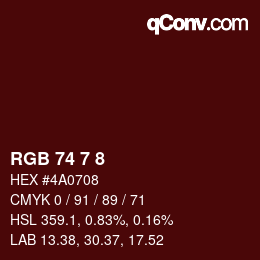 Color code: RGB 74 7 8 | qconv.com