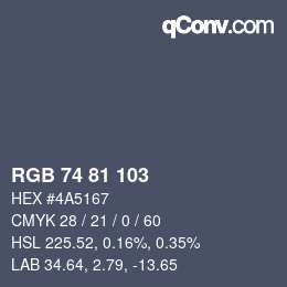 Color code: RGB 74 81 103 | qconv.com