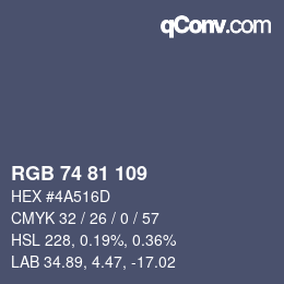 カラーコード: RGB 74 81 109 | qconv.com