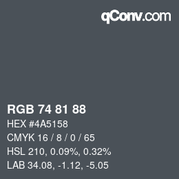 颜色代码: RGB 74 81 88 | qconv.com