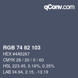 Color code: RGB 74 82 103 | qconv.com