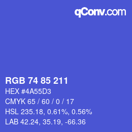 カラーコード: RGB 74 85 211 | qconv.com