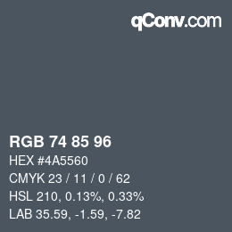颜色代码: RGB 74 85 96 | qconv.com