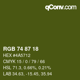 颜色代码: RGB 74 87 18 | qconv.com
