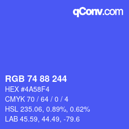 Color code: RGB 74 88 244 | qconv.com