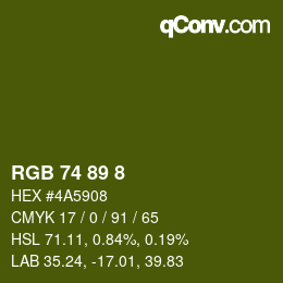 颜色代码: RGB 74 89 8 | qconv.com