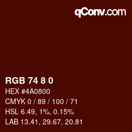 Color code: RGB 74 8 0 | qconv.com