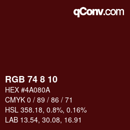 颜色代码: RGB 74 8 10 | qconv.com