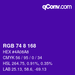 カラーコード: RGB 74 8 168 | qconv.com