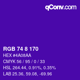 カラーコード: RGB 74 8 170 | qconv.com