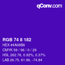 颜色代码: RGB 74 8 182 | qconv.com