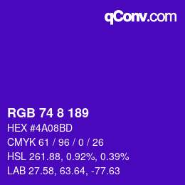 カラーコード: RGB 74 8 189 | qconv.com