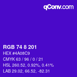 カラーコード: RGB 74 8 201 | qconv.com