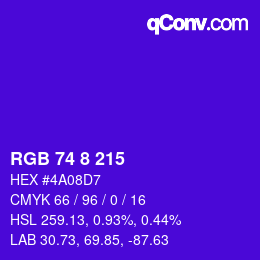 カラーコード: RGB 74 8 215 | qconv.com