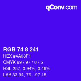 Color code: RGB 74 8 241 | qconv.com