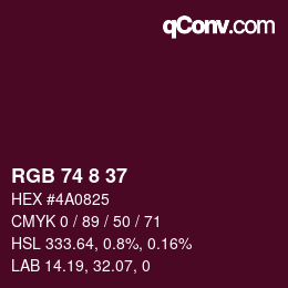 カラーコード: RGB 74 8 37 | qconv.com