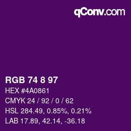 カラーコード: RGB 74 8 97 | qconv.com