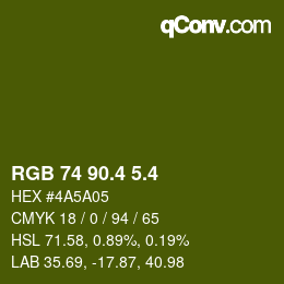カラーコード: RGB 74 90.4 5.4 | qconv.com