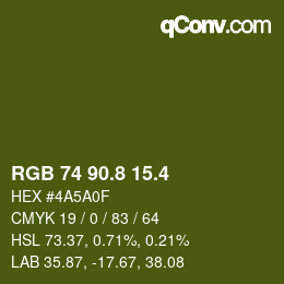 カラーコード: RGB 74 90.8 15.4 | qconv.com