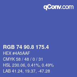 カラーコード: RGB 74 90.8 175.4 | qconv.com