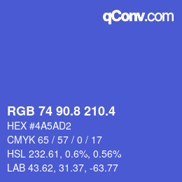 カラーコード: RGB 74 90.8 210.4 | qconv.com