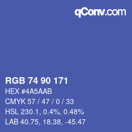 颜色代码: RGB 74 90 171 | qconv.com