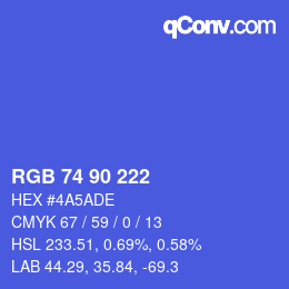 Color code: RGB 74 90 222 | qconv.com