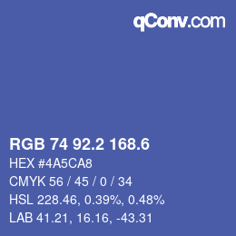 カラーコード: RGB 74 92.2 168.6 | qconv.com