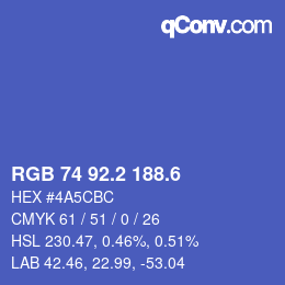 カラーコード: RGB 74 92.2 188.6 | qconv.com
