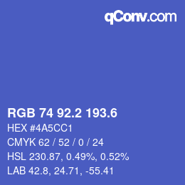 カラーコード: RGB 74 92.2 193.6 | qconv.com