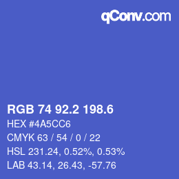 カラーコード: RGB 74 92.2 198.6 | qconv.com