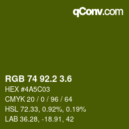 カラーコード: RGB 74 92.2 3.6 | qconv.com