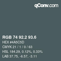 カラーコード: RGB 74 92.2 93.6 | qconv.com