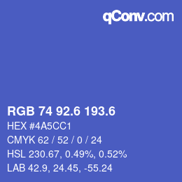 カラーコード: RGB 74 92.6 193.6 | qconv.com