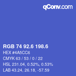 カラーコード: RGB 74 92.6 198.6 | qconv.com
