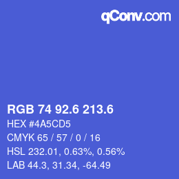 カラーコード: RGB 74 92.6 213.6 | qconv.com