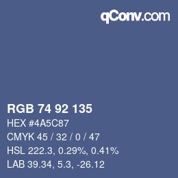 颜色代码: RGB 74 92 135 | qconv.com